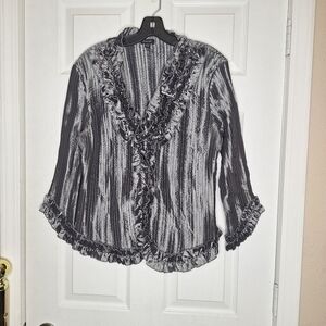 Piano Crinkle 3/4 sleeve Top Vintage Size Large